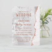 Wit & Roos Goud Agaat Marmer Folie Gilt Bruiloft Kaart (Staand voorkant)