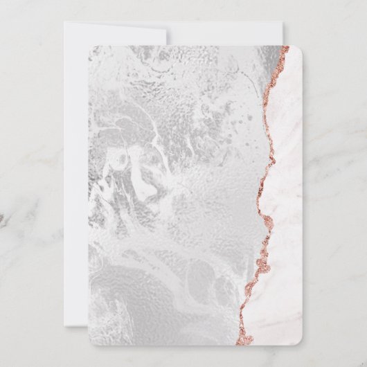 Wit & Roos Goud Agaat Marmer Folie Gilt Bruiloft Kaart (Achterkant)