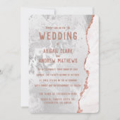 Wit & Roos Goud Agaat Marmer Folie Gilt Bruiloft Kaart (Voorkant)