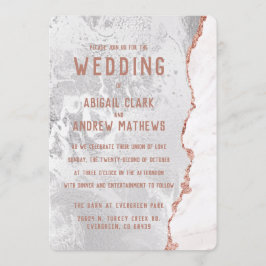 Wit & Roos Goud Agaat Marmer Folie Gilt Bruiloft Kaart