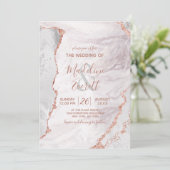 Wit & Roos Goud Agaat Marmer Folie Modern Bruiloft Kaart (Staand voorkant)