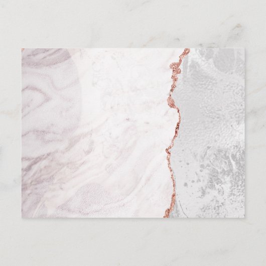 Wit & Roos Goud Agaat Marmer Folie Modern Bruiloft Uitnodiging Briefkaart (Achterkant)