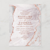 Wit & Roos Goud Agaat Marmer Folie Modern Bruiloft Uitnodiging Briefkaart (Voorkant)