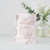 Wit & Roos Goud Agaat Marmer Folie Modern Bruiloft Uitnodiging Briefkaart (Staand voorkant)