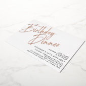 Wit & Roos Goud | Eenvoudig elegant verjaardagsdin Folie Uitnodiging (Gedraaid)