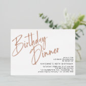 Wit & Roos Goud | Eenvoudig elegant verjaardagsdin Folie Uitnodiging (Staand Voorkant)