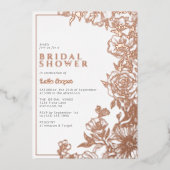 Wit & Roos Goud | Elegant bloemig Vrijgezellenfees Folie Uitnodiging (Voorkant)