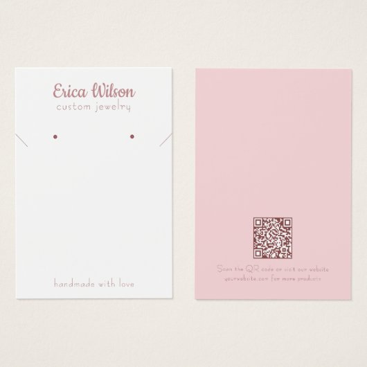 Wit & Roos Goud Ketting Oorbel Display kaart (Voorkant /achterkant)