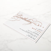 Wit & Roos Goud Modern Glam Kalligrafie Verjaardag Folie Uitnodiging (Gedraaid)