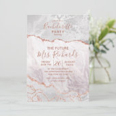 Wit & Roos Goud Vrijgezellenfeest Uitnodiging (Staand voorkant)