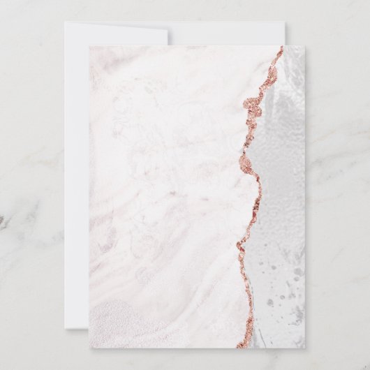 Wit & Roos Gouden Agaat Bruidsdoucheuitnodiging Kaart (Achterkant)