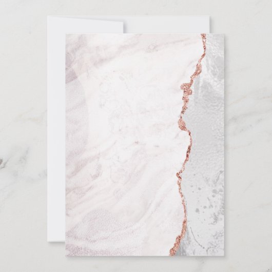 Wit & Roos Gouden Agaat Bruidsdoucheuitnodiging Kaart (Achterkant)