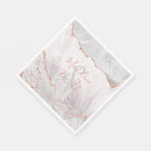 Wit & Roos Gouden Agaat Marmer Bruiloft Monogram Servet (Hoek)