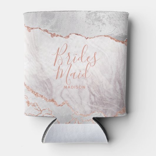 Wit & Roos Gouden Agaat Marmer Folie Bruidsmeisje Blikjeskoeler (Voorkant)