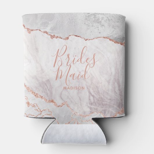 Wit & Roos Gouden Agaat Marmer Folie Bruidsmeisje Blikjeskoeler (Achterkant)
