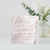 Wit & Roos Gouden Agaat Marmer Folie Vierkante Bru Kaart (Staand voorkant)