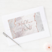 Wit & Roos Gouden Agaat Marmer Monogram Bruiloft Rechthoekige Sticker (Envelop)