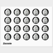 wit-roos-op-de-zwarte-achtergrond ronde sticker (Vel)