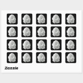 wit-roos-op-de-zwarte-achtergrond vierkante sticker (Vel)