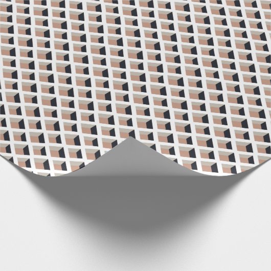 Wit roostervolume, bruine achtergrond. cadeaupapier (Hoek)