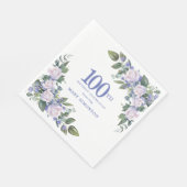 Wit Rose Blauw Bloemen Aangepaste 100ste Verjaarda Servet (Hoek)
