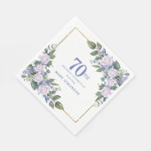 Wit Rose Blauw Bloemen Aangepaste 70ste Verjaardag Servet (Hoek)