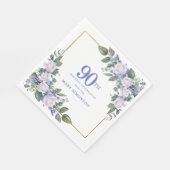 Wit Rose Blauw Bloemen Aangepaste 90ste Verjaardag Servet (Hoek)