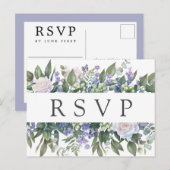 Wit Rose Blauw Bloemen Bruiloft RSVP Briefkaart (Voorkant / Achterkant)