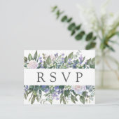 Wit Rose Blauw Bloemen Bruiloft RSVP Briefkaart (Staand voorkant)
