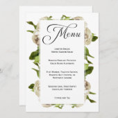 Wit Rose Boeket Bloemen Bruiloft Menu (Voorkant / Achterkant)