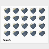 Wit Rose Boeket Boho Dusty Blue Bruiloft Hart Sticker (Vel)