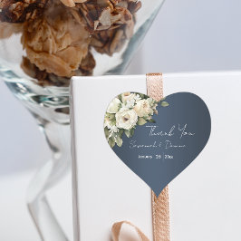 Wit Rose Boeket Boho Dusty Blue Bruiloft Hart Sticker