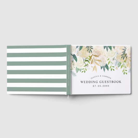 Wit Rose Boeket | Bruiloft Gastenboek (Volledig)