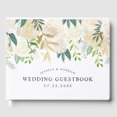 Wit Rose Boeket | Bruiloft Gastenboek (Voorkant)