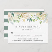 Wit Rose Boeket | Gestreepte RSVP (Voorkant / Achterkant)