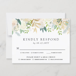 Wit Rose Boeket   Gestreepte RSVP Kaartje