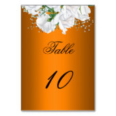 Wit Rose Boeket op Verbrande Sinaasappel Bruiloft Kaart (Achterkant)