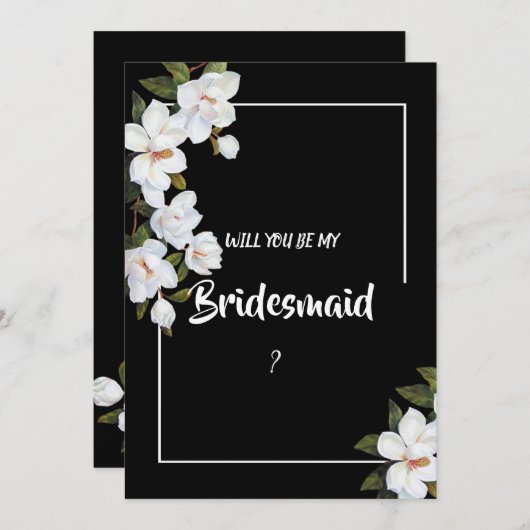  wit rose bruidsmeisje kaart (Voorkant / Achterkant)