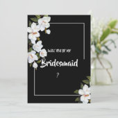  wit rose bruidsmeisje kaart (Staand voorkant)