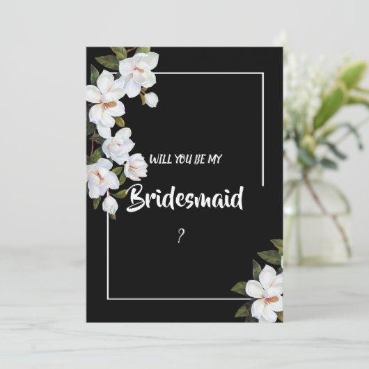 wit rose bruidsmeisje kaart (Staand voorkant)