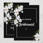  wit rose bruidsmeisje kaart (Voorkant / Achterkant)