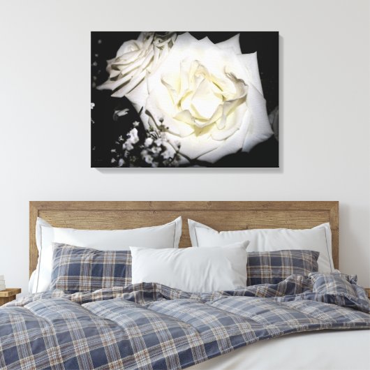 Wit Rose Canvas (Insitu (Slaapkamer))