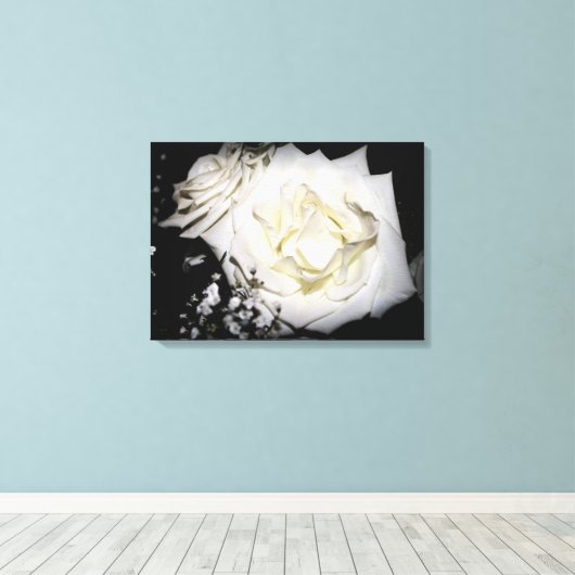 Wit Rose Canvas Afdruk (Insitu (Houten vloer))