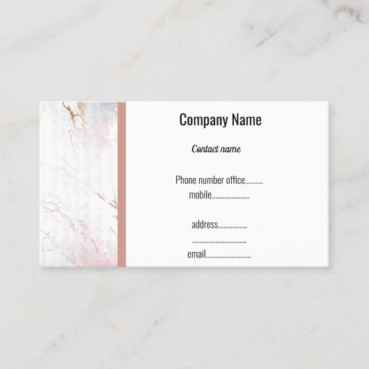 WIT ROSE GOLD TRIM MARBLE VISITEKAARTJE (Voorkant)