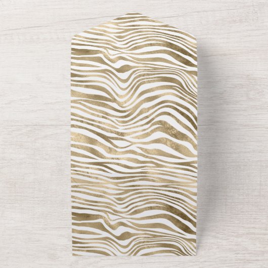 Wit Rose Gold Zebra Dierenprint All In One Uitnodiging (Buitenkant)