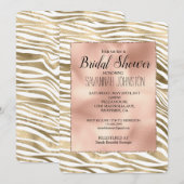 Wit Rose Gold Zebra Dierenprint Kaart (Voorkant / Achterkant)