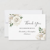 Wit Rose Goud Bloemen Elegante Bruiloft Bedankkaart (Voorkant)