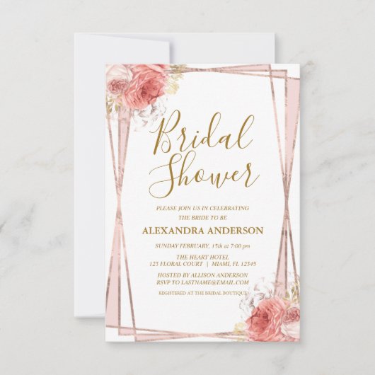 Wit Rose Goud Bloemen Vrijgezellenfeest Kaart (Voorkant)