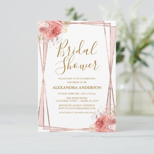 Wit Rose Goud Bloemen Vrijgezellenfeest Kaart (Staand voorkant)