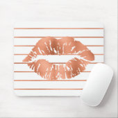 Wit Rose Goud Blush Koper Strepen Lippen Kus Muismat (Met muis)